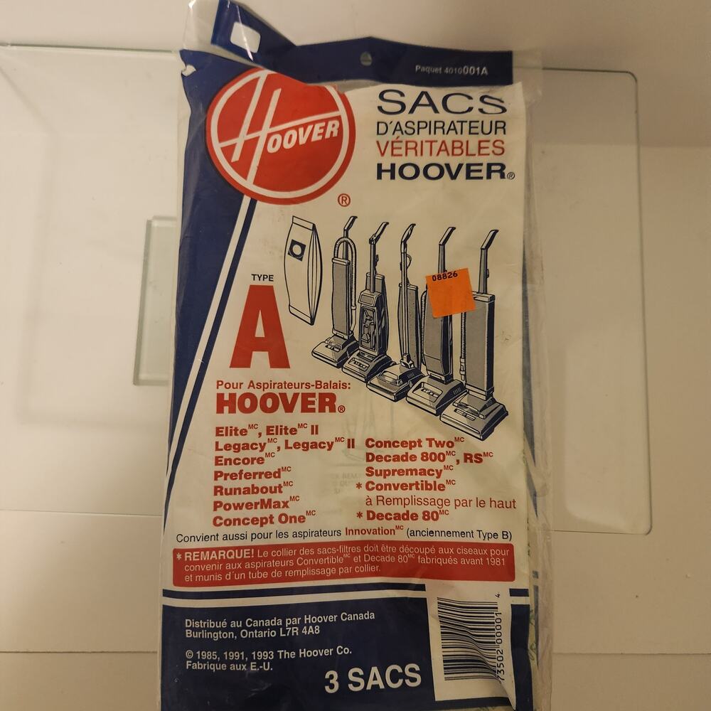 Open Pack Hoover Type A Vacuum Cleaner Bags 2 count